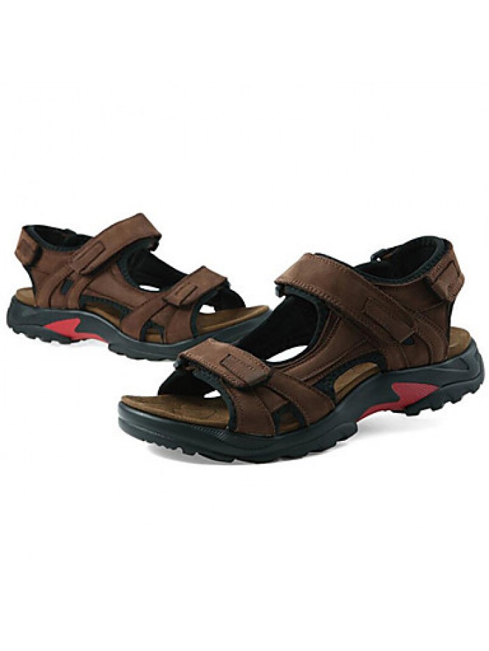 Men's Shoes Outdoor / Office & Career / Athletic / Dress / Casual Leather Sandals / Flip-Flops Big Size Taupe