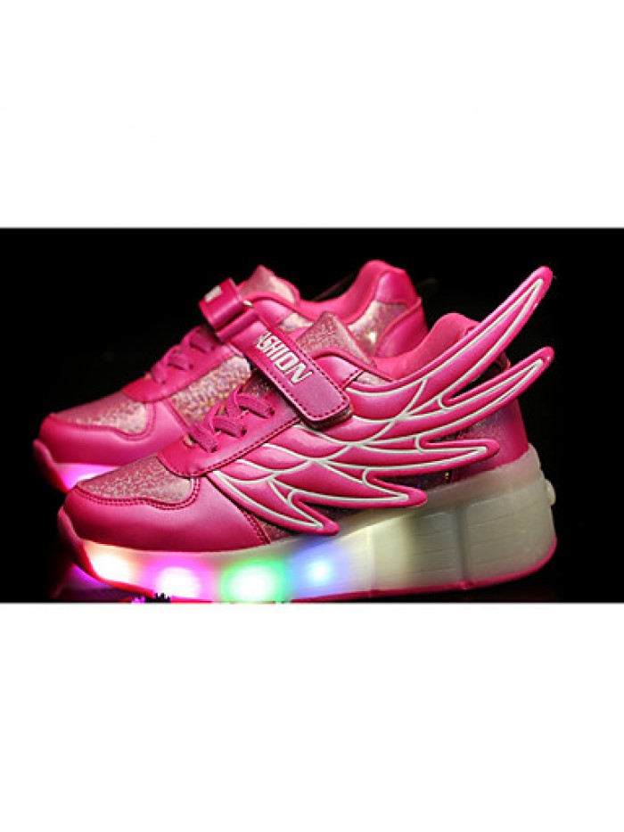 LED's Shoes Girl's Flats Summer Roller Skate Shoes PU Casual Flat Heel LED Black / Royal Blue / Fuchsia / Orange Others