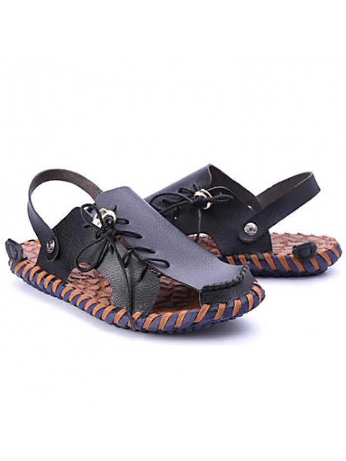 Men's Shoes Outdoor / Office & Career / Athletic / Dress / Casual Nappa Leather Sandals Black / Brown / White